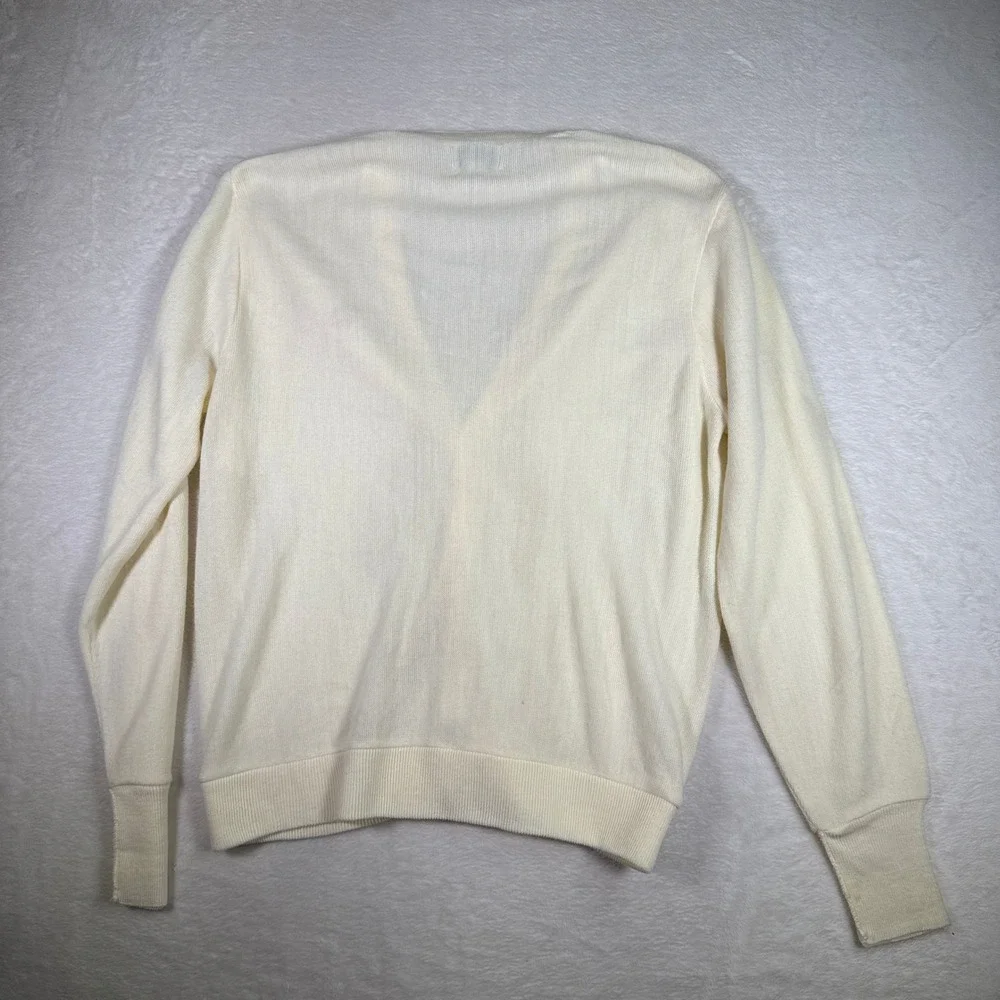 IZOD Cream‎ Cardigan Sweater Mens Large V Neck Button Down Long Sleeve USA